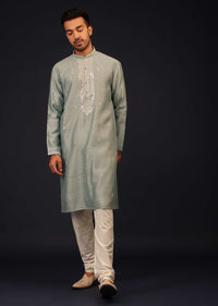 Powder Green Mirror Embroidered Kurta Set