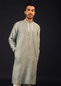 Powder Green Mirror Embroidered Kurta Set