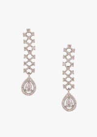 High-Low Diamond Necklace Set In Silver-Plated Alloy