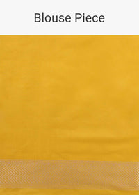 Lemon Yellow Saree In Pure Banarasi Silk With Upada Zari Weave Floral Jaal Work