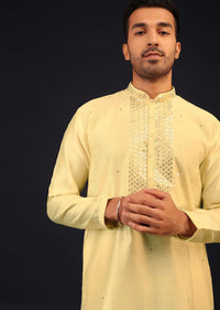 Canary Yellow Embroidered Kurta Set