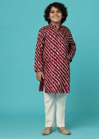 KALKI Maroon Red Printed Kurta Set With Zari Work For Boys