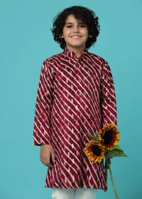 KALKI Maroon Red Printed Kurta Set With Zari Work For Boys