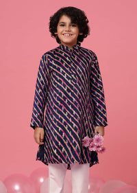 KALKI Midnight Blue Printed Kurta Set With Zari Work For Boys