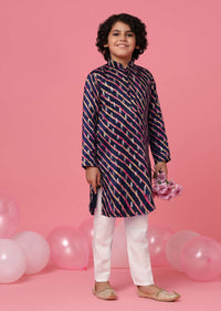 KALKI Midnight Blue Printed Kurta Set With Zari Work For Boys