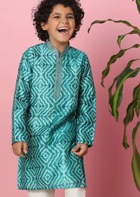 Kalki Min Blue Boys Kurta Set In Silk With Zari Work