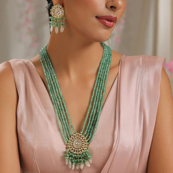 Mint Green Kundan Necklace Set