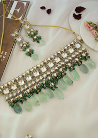 Mint Green Polki Necklace Set