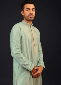 Aqua Green Embroidered Kurta Set