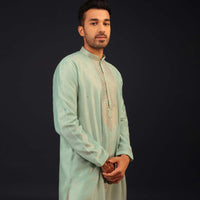Aqua Green Embroidered Kurta Set