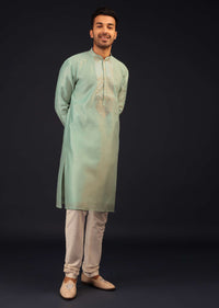 Aqua Green Embroidered Kurta Set