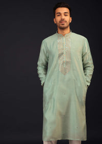 Aqua Green Embroidered Kurta Set