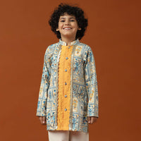 Kalki Multicolor Printed Kurta Set In Cotton Silk For Boys