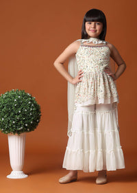 KALKI Off White Kurti And Sharara Set In Georgette For Girls