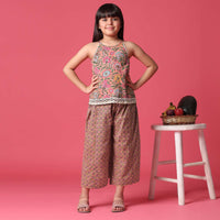 KALKI Persian Pink Printed Top And Palazzo Set For Girls