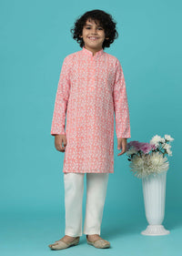 KALKI Petal Pink Thread Embroidered Kurta Set For Boys