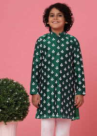 KALKI Rama Green Kurta Set With Threadwork For Boys