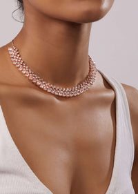 Rose Gold Diamond Mesh Necklace Set