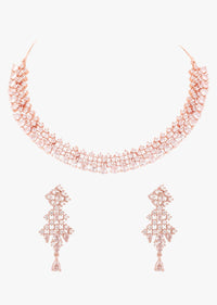 Rose Gold Diamond Mesh Necklace Set