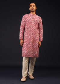 Fuschia Pink Thread-Embroidered Kurta Set