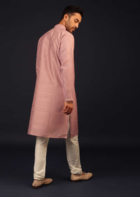 Petal Pink Mirror And Thread Embroidered Kurta Set