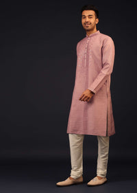 Petal Pink Mirror And Thread Embroidered Kurta Set