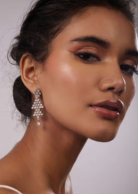 Silver Plated Diamond Mesh Necklace Set