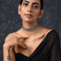 Silver Kundan Polki Choker Necklace