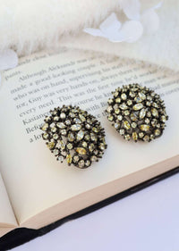 Silver Yellow Crystal Studs