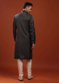 Slate Grey Festive Kurta In Mini Silk With A Cocktail Look