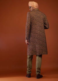 Kalki Terra Coral Pink Embroidered Festive Sherwani In Velvet