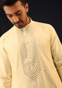 Kalki Transparent Yellow Embroidered Kurta Set