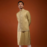 Light Brown Embroidered Bandi Jacket Set