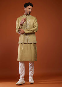 Light Brown Embroidered Bandi Jacket Set