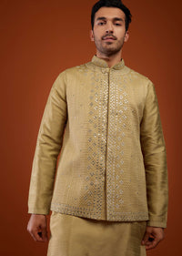 Light Brown Embroidered Bandi Jacket Set