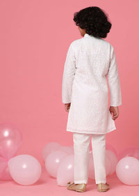 KALKI White Kurta Set With Threadwork For Boys