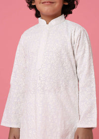 KALKI White Kurta Set With Threadwork For Boys