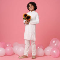 KALKI White Kurta Set With Threadwork For Boys