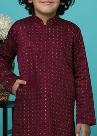 KALKI Wine Purple Thread Embroidered Kurta Set For Boys