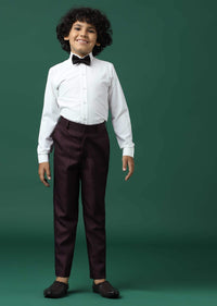 Kalki Wine Red Tuxedo Set In Rayon With Sequins Embroidery For Boys