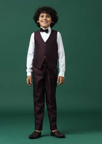 Kalki Wine Red Tuxedo Set In Rayon With Sequins Embroidery For Boys