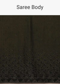 Kombu Green Saree With Stones Embellishment, Crafted In Chiffon With Stones Embellished In Buttis