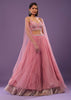 Petal Pink Embroidered Bridesmaid Lehenga Set In Crepe