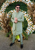 Pista Green Pearl Embroidered Sherwani Set In Imported Suiting Fabric