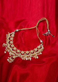 Kundan and pearl studded collar necklace in moon and star motifs only on kalki