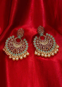 Kundan chandbali earring with cut work and bunch moti drop only on kalki