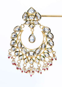 Kundan studded chandbali earring with nano beads only on Kalki