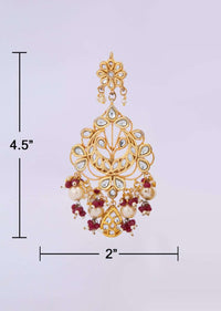 Kundan studded chandelier earring with pearl and nano moti drop only on kalki