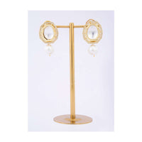 Kundan studded cluster earring with pearl drop only on Kalki