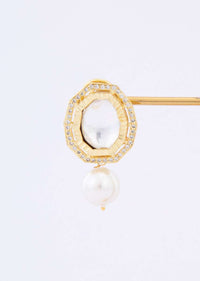 Kundan studded cluster earring with pearl drop only on Kalki